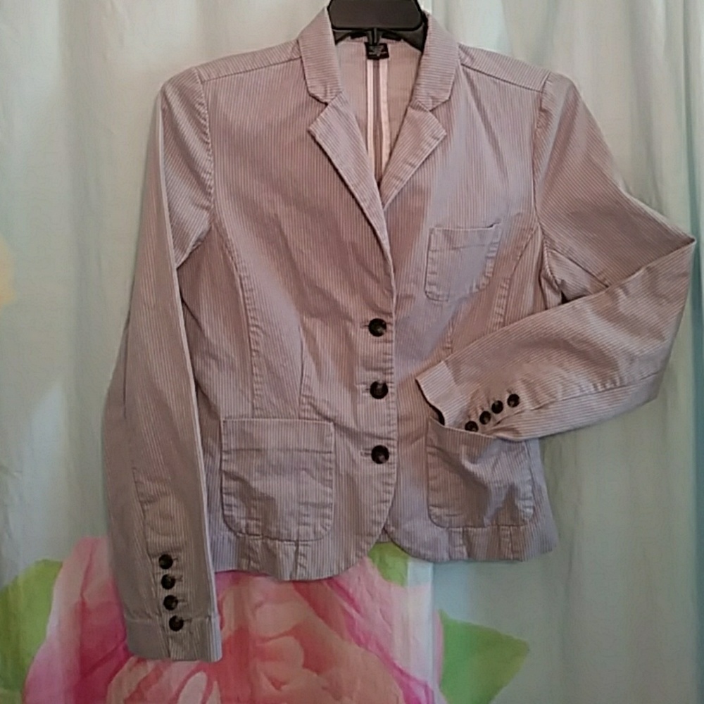Eddie Bauer Pin Striped Gray Blazer Fitted